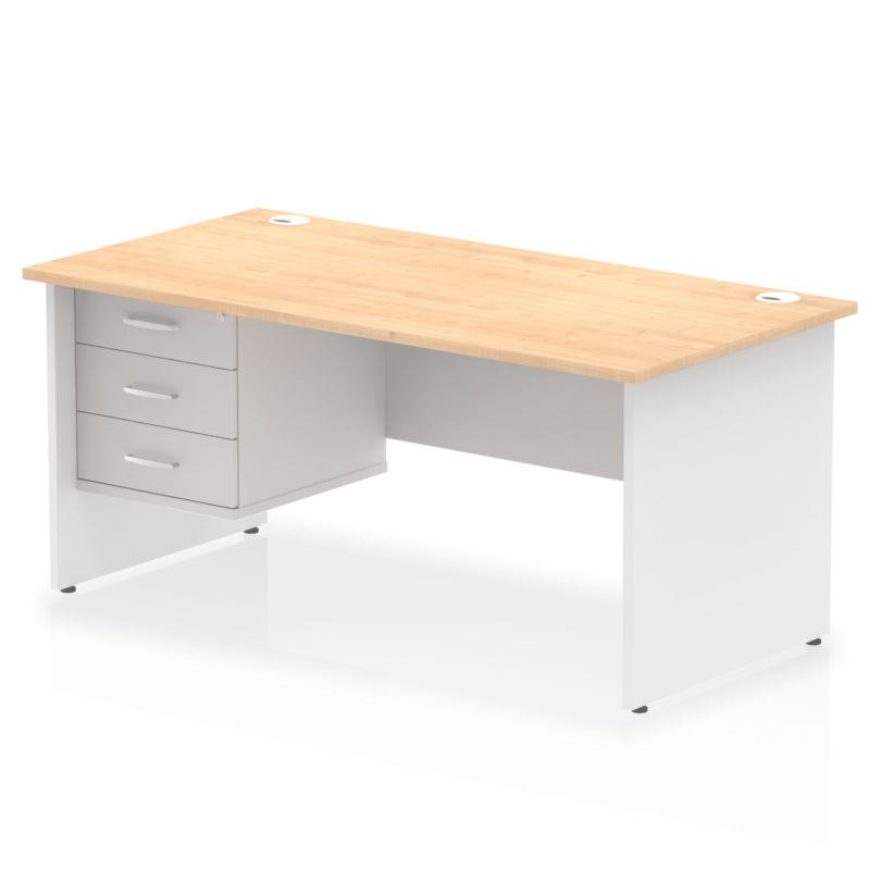 OE - Impulse 1600mm Panel End Straight Desk With Single Fixed Pedestal Two Tone - Image 10